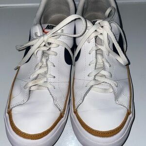 Nike Men's White and Black Sneakers with Tan Accents
